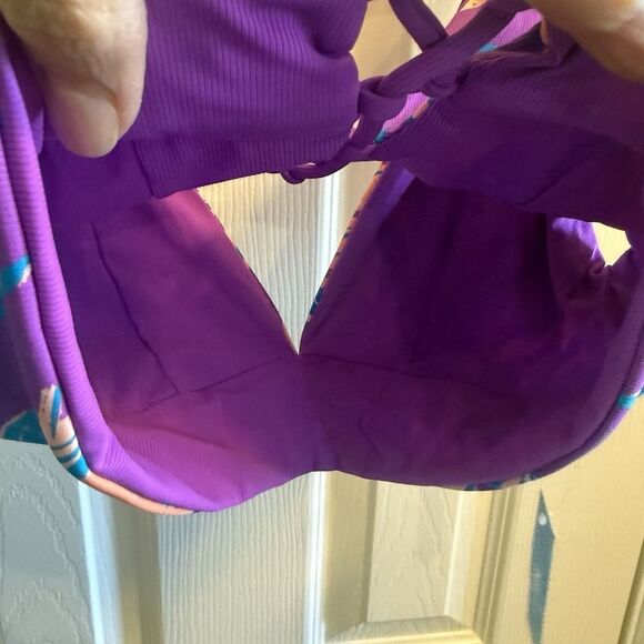 Cupshe Purple and Blue Tropical Bikini Top - Picture 6 of 7